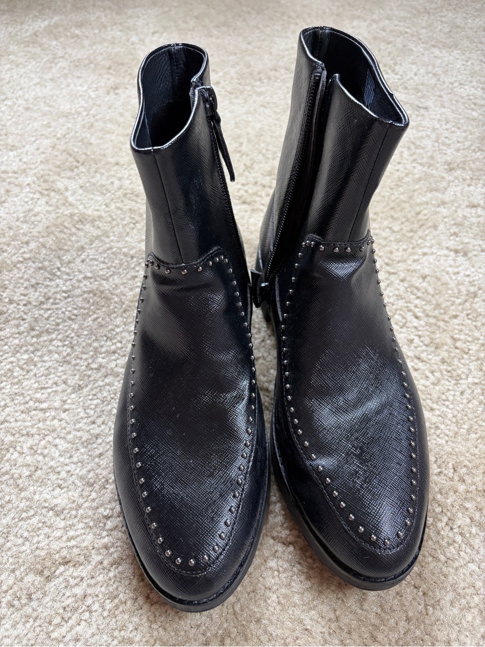 Fitflop Kinbey Black Studded Textured Faux Leather Ankle Boots - Picture 2 of 9